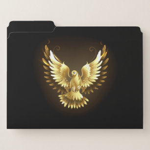 Faux Gold Foil Peace Dove on Black File Folder