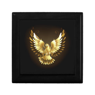 Faux Gold Foil Peace Dove on Black Gift Box