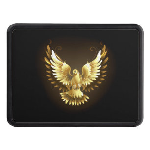 Faux Gold Foil Peace Dove on Black Hitch Cover