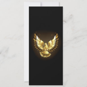 Faux Gold Foil Peace Dove on Black Holiday Card