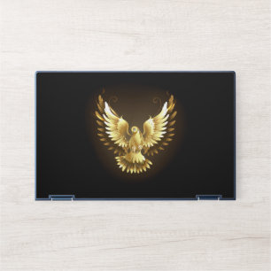 Faux Gold Foil Peace Dove on Black HP Laptop Skin