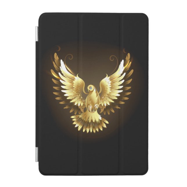 Faux Gold Foil Peace Dove on Black iPad Mini Cover (Front)