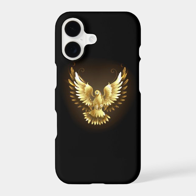 Faux Gold Foil Peace Dove on Black iPhone Case (Back)