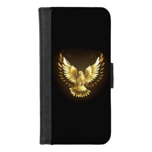 Faux Gold Foil Peace Dove on Black iPhone 8/7 Wallet Case