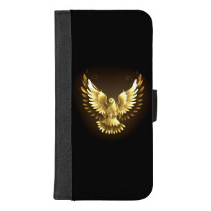 Faux Gold Foil Peace Dove on Black iPhone 8/7 Plus Wallet Case