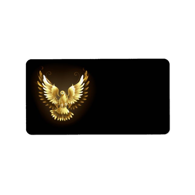 Faux Gold Foil Peace Dove on Black Label (Front)
