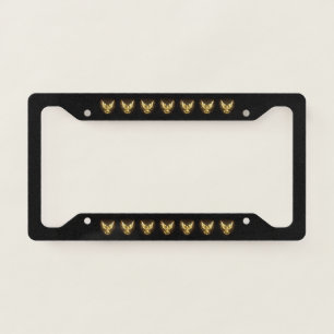 Faux Gold Foil Peace Dove on Black License Plate Frame