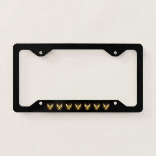 Faux Gold Foil Peace Dove on Black License Plate Frame