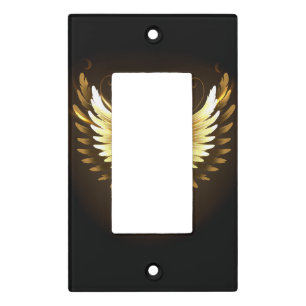 Faux Gold Foil Peace Dove on Black Light Switch Cover