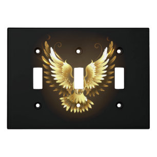 Faux Gold Foil Peace Dove on Black Light Switch Cover