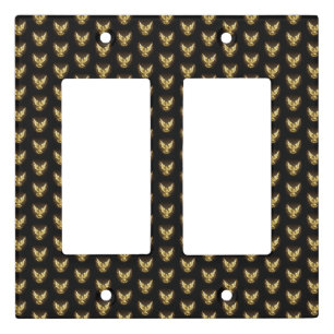 Faux Gold Foil Peace Dove on Black Light Switch Cover