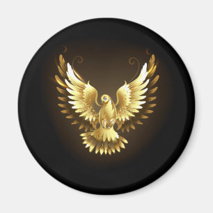 Faux Gold Foil Peace Dove on Black Magnet