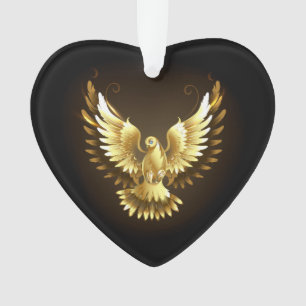 Faux Gold Foil Peace Dove on Black Ornament