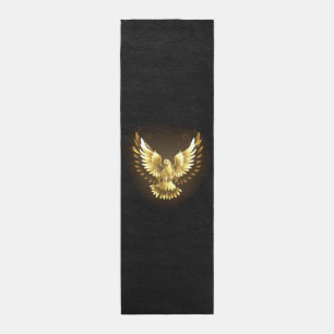 Faux Gold Foil Peace Dove on Black Outdoor Rug