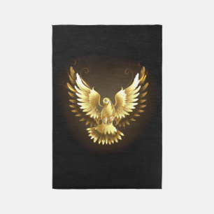 Faux Gold Foil Peace Dove on Black Outdoor Rug