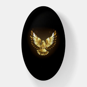 Faux Gold Foil Peace Dove on Black Paperweight