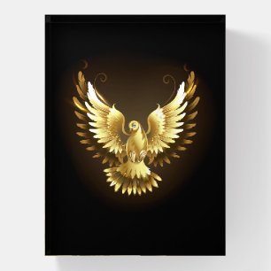 Faux Gold Foil Peace Dove on Black Paperweight