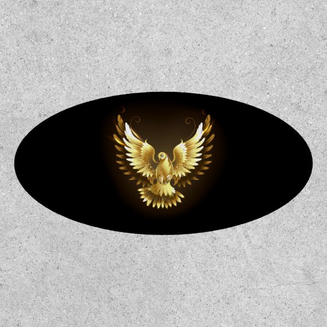Faux Gold Foil Peace Dove on Black Patch (Front)