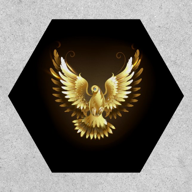 Faux Gold Foil Peace Dove on Black Patch (Front)