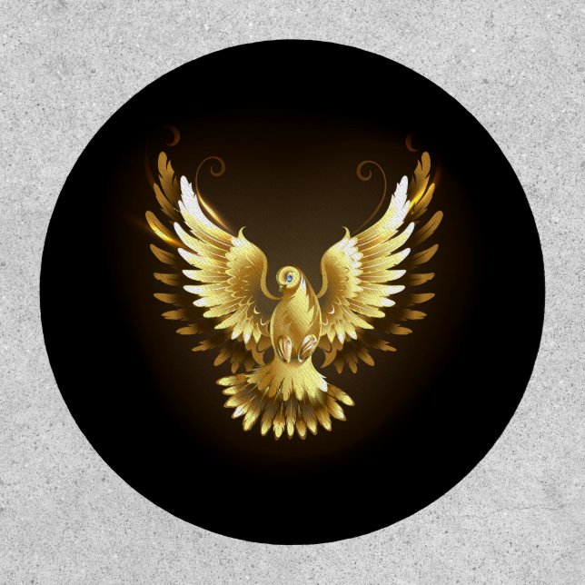 Faux Gold Foil Peace Dove on Black Patch (Front)