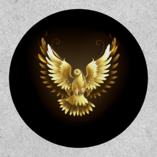 Faux Gold Foil Peace Dove on Black Patch