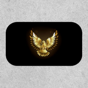 Faux Gold Foil Peace Dove on Black Patch