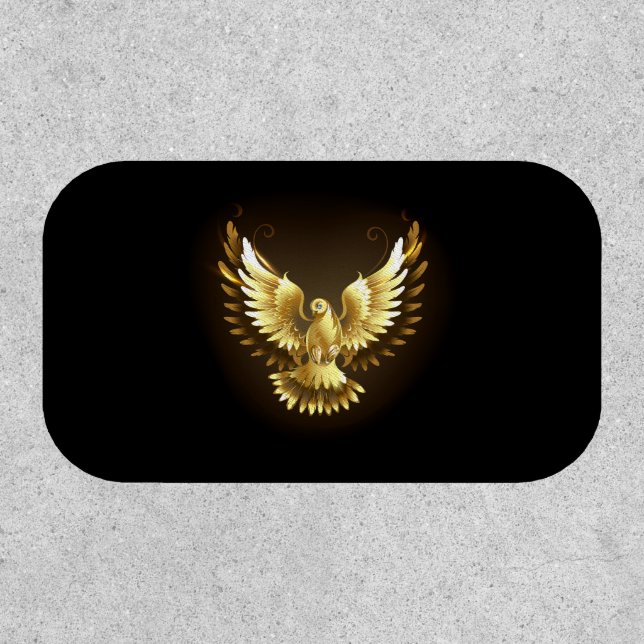 Faux Gold Foil Peace Dove on Black Patch (Front)