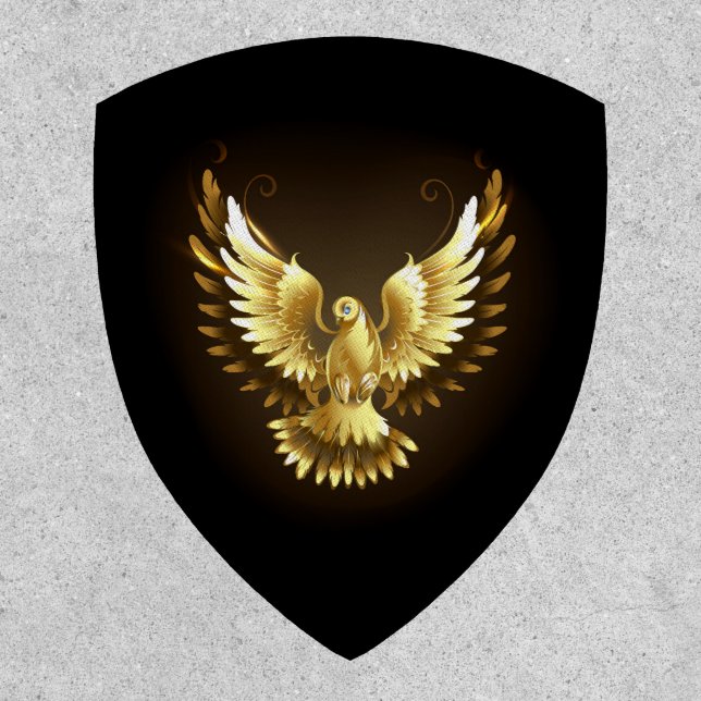 Faux Gold Foil Peace Dove on Black Patch (Front)