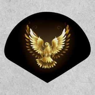 Faux Gold Foil Peace Dove on Black Patch