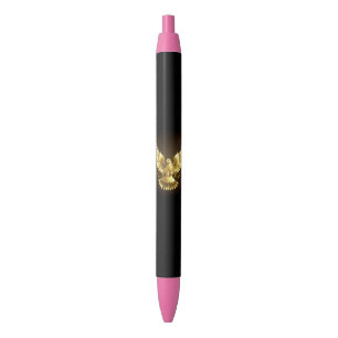 Faux Gold Foil Peace Dove on Black Pen
