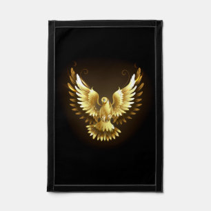 Faux Gold Foil Peace Dove on Black Pennant
