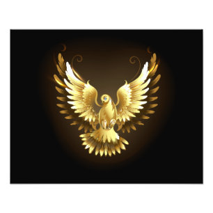 Faux Gold Foil Peace Dove on Black Photo Print