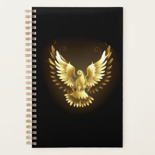 Faux Gold Foil Peace Dove on Black Planner