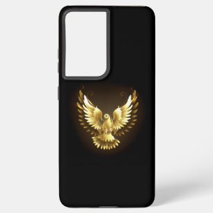 Faux Gold Foil Peace Dove on Black Samsung Galaxy S21 Ultra Case