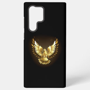 Faux Gold Foil Peace Dove on Black Samsung Galaxy S22 Ultra Case