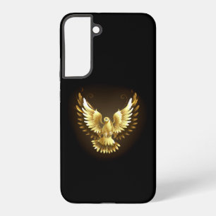 Faux Gold Foil Peace Dove on Black Samsung Galaxy S22+ Case