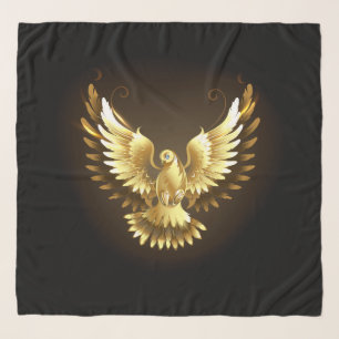 Faux Gold Foil Peace Dove on Black Scarf