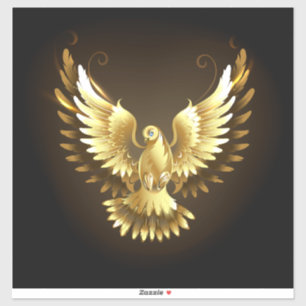 Faux Gold Foil Peace Dove on Black Sticker