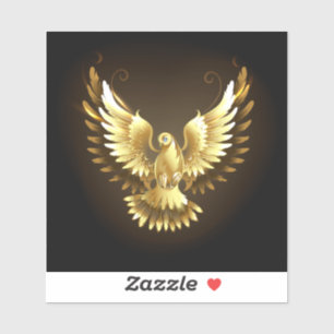 Faux Gold Foil Peace Dove on Black Sticker