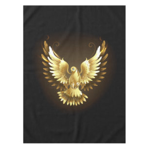 Faux Gold Foil Peace Dove on Black Tablecloth