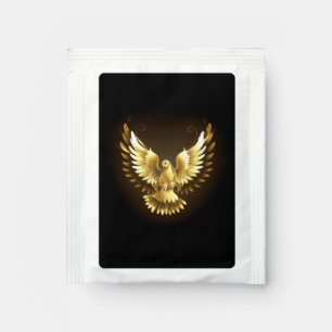 Faux Gold Foil Peace Dove on Black Tea Bag Drink Mix