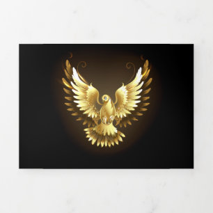 Faux Gold Foil Peace Dove on Black Tri-Fold Program