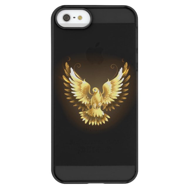 Faux Gold Foil Peace Dove on Black Uncommon iPhone Case (Back)