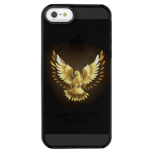 Faux Gold Foil Peace Dove on Black Clear iPhone SE/5/5s Case