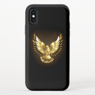 Faux Gold Foil Peace Dove on Black iPhone X Slider Case