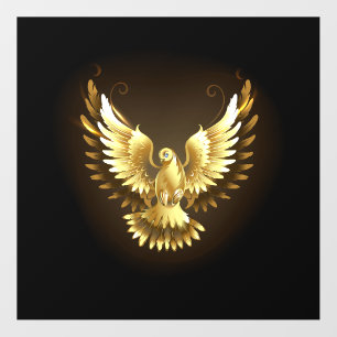 Faux Gold Foil Peace Dove on Black Wall Decal