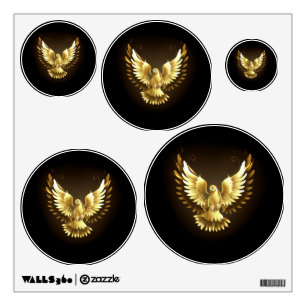 Faux Gold Foil Peace Dove on Black Wall Decal
