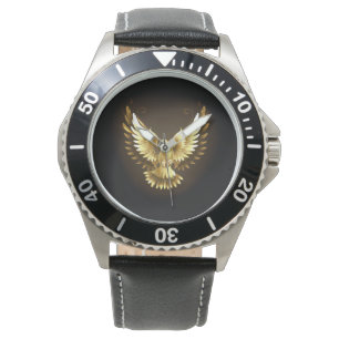 Faux Gold Foil Peace Dove on Black Watch