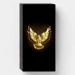 Faux Gold Foil Peace Dove on Black Wooden Box Sign