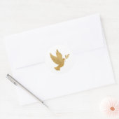 Faux Gold Foil Peace Dove with Olive Branch Classic Round Sticker (Envelope)